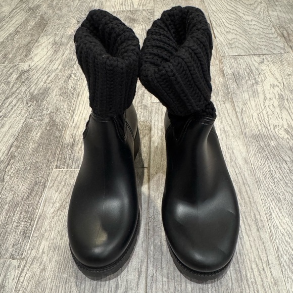 Moncler black knit Ginette rain boots - Picture 2 of 16